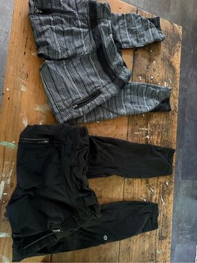 lululemon athletica Black & Gray Striped Leggings Set size 6